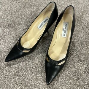 Jimmy Choo Black Heels with Geometric Cutouts